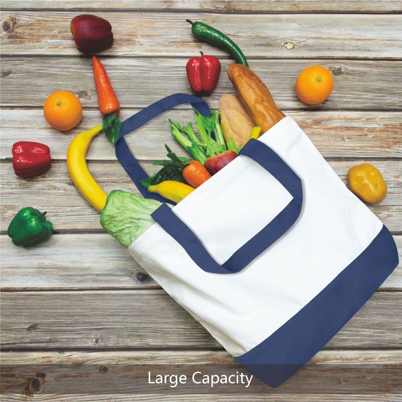 TOPDesign 3-Pack Super Strong Large 12oz Cotton Canvas Tote Bags, Reusable Grocery Shopping Cloth Bags, Fashionable Two-Tone Totes for Crafts, DIY Your Creative Designs - Image 4